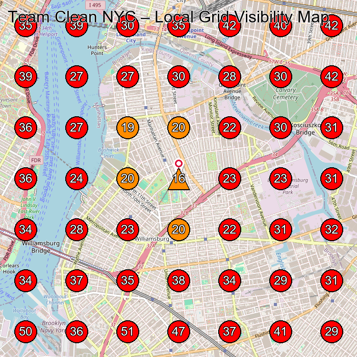 Team Clean NYC GeoGrid visibility map for House Cleaning Service in Brooklyn